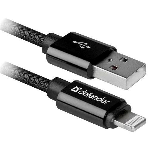 Кабель USB 2.0 Am - Lightning Defender ACH01-03T PRO, черный, 1 метр изображение