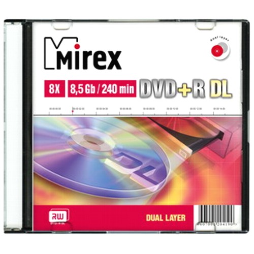 Диск DVD+R 8.5 Гб Mirex 8-ск., слим изображение
