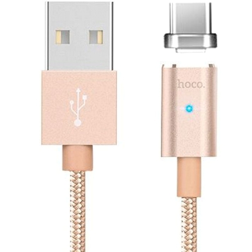 Кабель USB Am на магнитный коннектор USB-C c индикатором Hoco U16 Magnetic Gold, золотистый, 1.2 мет изображение