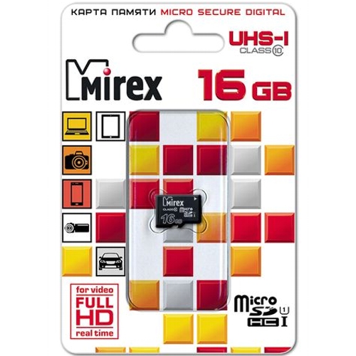 Карта памяти microSDHC Mirex 13612-MCSUHS16, 16 Гб, класс 10, (13612-MCSUHS16)  изображение
