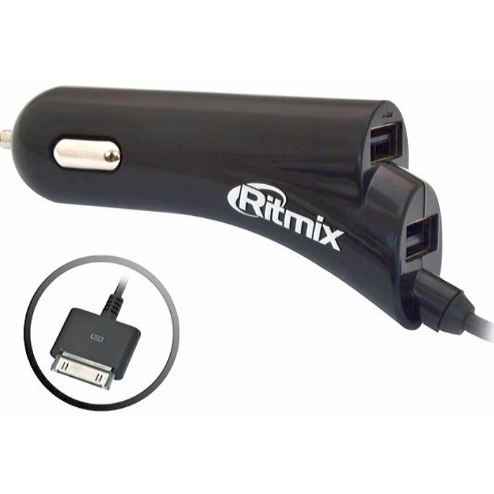 Автомобильный адаптер питания Ritmix RM-117, черный изображение