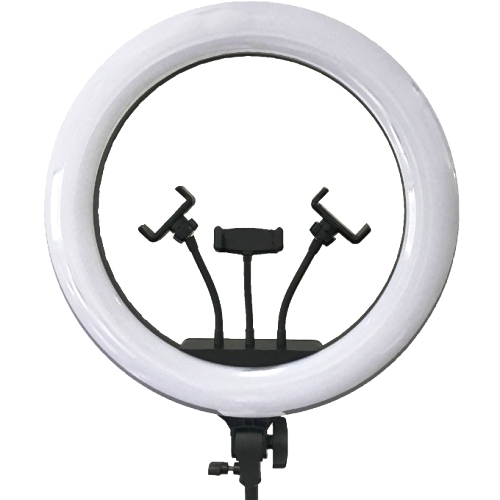 Лампа кольцевая светодиодная для селфи M-36 с пультом на проводе, диаметр 36 см, в коробке изображение