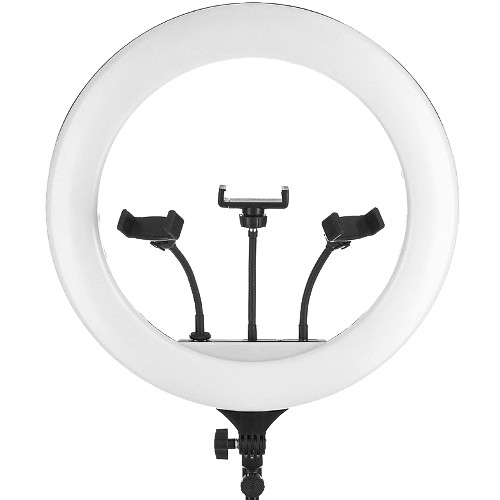 Лампа кольцевая светодиодная для селфи CXB-460, с пультом, диаметр 45 см, в коробке изображение