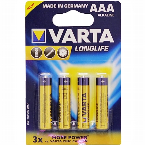 Батарейка AAA щелочная Varta LR3-4BL Longlife (4103), в блистере,  4 шт. изображение