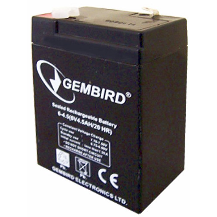 Аккумуляторная батарея Gembird BAT-6V4.5AH, клеммы F1, 4.5 А/ч, 6 В изображение