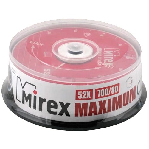 Диск CD-R 700 мБ Mirex Максимум, в тубе 25 шт. изображение