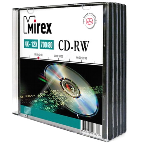 Диск CD-RW 700 мБ Mirex 4-12, слим, 5 шт изображение