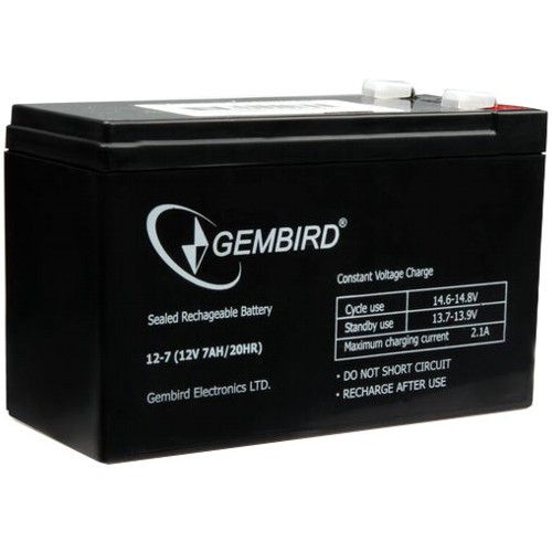 Аккумуляторная батарея Gembird BAT-12V7.0AH, клеммы F2, 7.0 А/ч, 12 В изображение