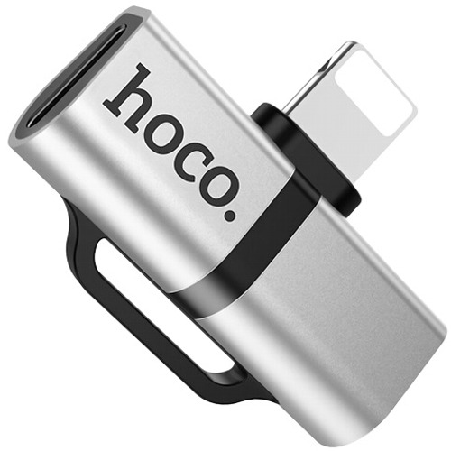 Адаптер аудио Hoco LS20 Silver, для Lightning, серебристый изображение
