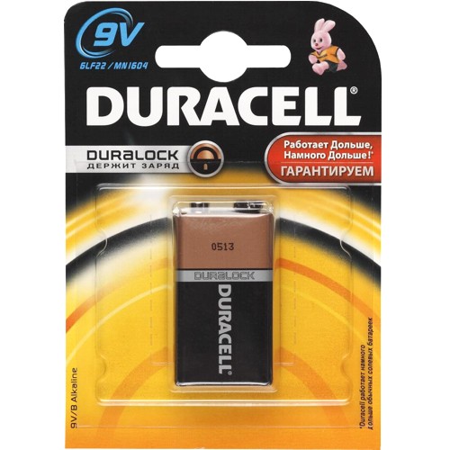 Батарейка 9V щелочная Duracell 6LR61-1BL, в блистере, 1шт изображение