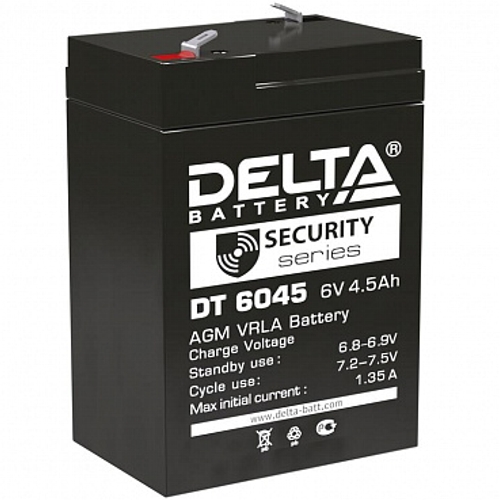 Аккумуляторная батарея Delta DT 6045, клеммы F1, AGM, 4.5 А/ч, 6 В изображение