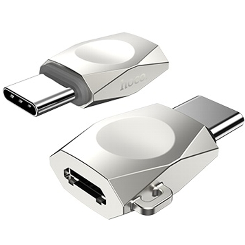 Адаптер USB 2.0 -Bf Hoco UA8 Type-C to Micro USB adapter Pearl Nikel, серебристый изображение