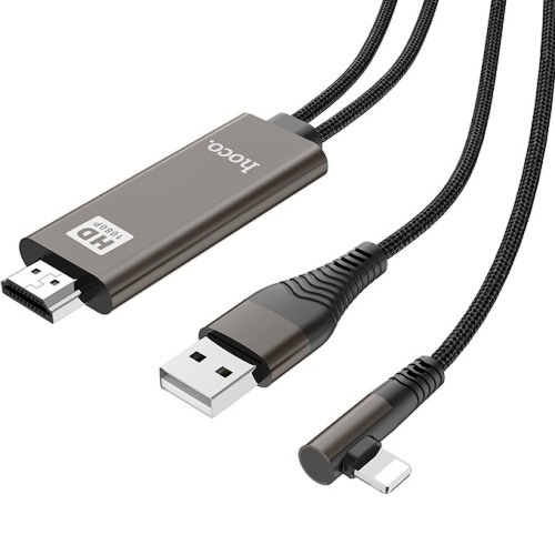 Адаптер MHL Lightning на HDMI USB Hoco UA14, черный, 2 метра изображение