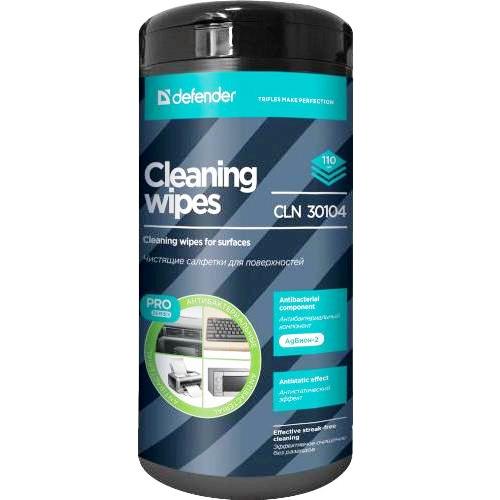 Влажные салфетки Defender CLN 30104 Pro Cleaning Wipes, антибактериальные, туба 110 шт. изображение