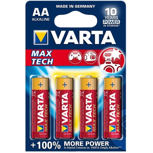 Батарейка AA щелочная Varta LR6-4BL Longlife Max Power (Max Tech 4706), в блистере,  4 шт. изображение