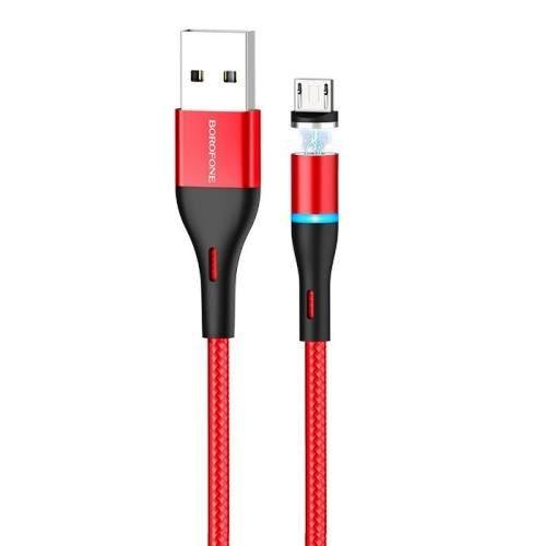 Кабель USB 2.0 Am-microB магнитный коннектор Borofone BU16 Skill Magnetic Red, красный, 1.2 метра изображение