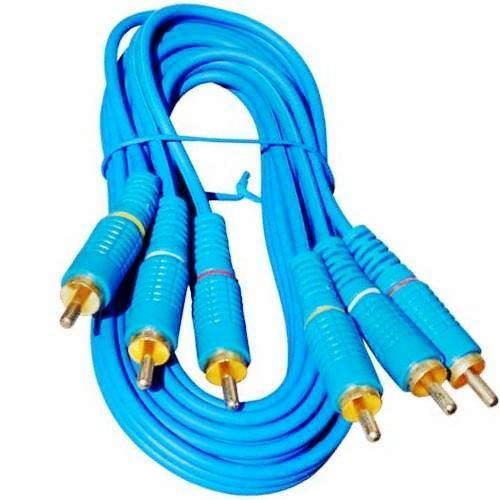 Аудио-видео кабель 3RCA тюльпан штекер-штекер, 3 метра синий (17-0204-1) изображение