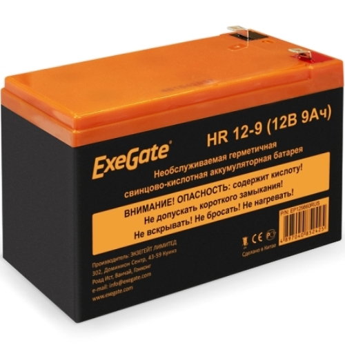 Аккумуляторная батарея Exegate EXG1290, клеммы F2, 9.0 А/ч, 12 В изображение