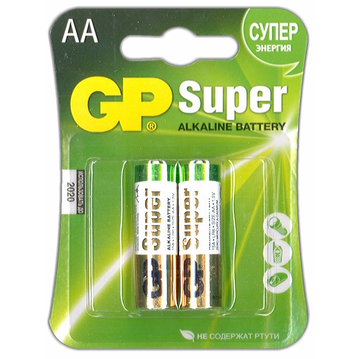 Батарейка AA щелочная GP Super Alkaline LR6 , в блистере, 2 шт. изображение