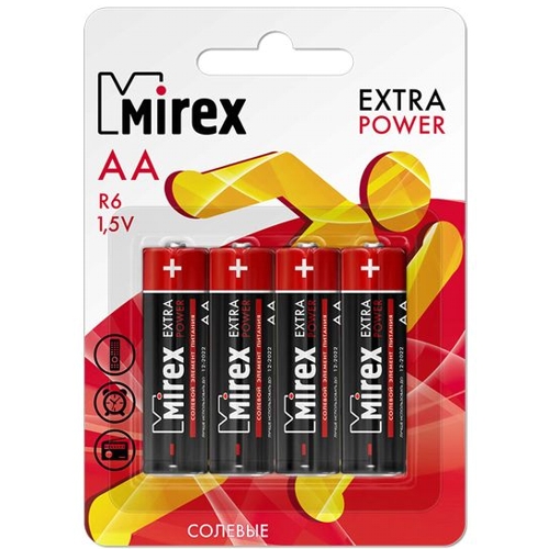 Батарейка AA солевая Mirex R6, в блистере,  4 шт. изображение