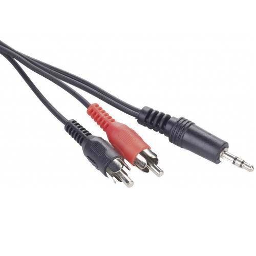 Аудио кабель 3.5 штекер - 2RCA (тюльпан-штекер), 1.5 метра, черный (5-034) изображение