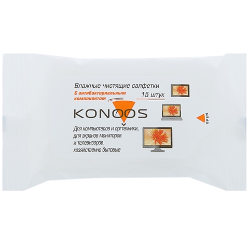 Влажные салфетки Konoos KSN-15 для экранов, 15 шт изображение