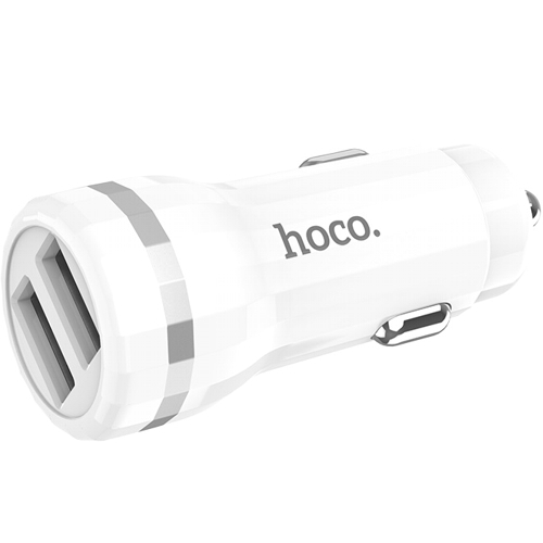 Автомобильный адаптер питания Hoco Z27 White + кабель microUSB, белый изображение