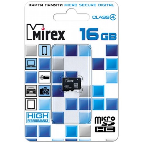 Карта памяти microSD Mirex, 16 Гб, класс 4, (13612-MCROSD16) изображение