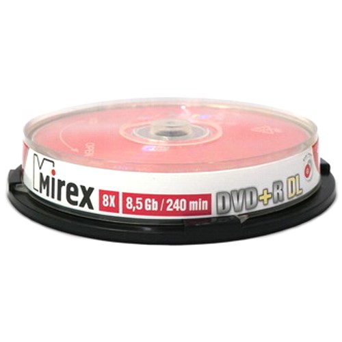 Диск DVD+R 8.5 Гб Mirex 8-ск., в тубе 10 шт. изображение