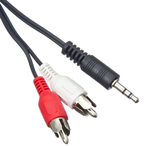 Аудио кабель Cablexpert CCA-458/02 2RCA штекер - 3.5мм штекер, черный, 0.2 метра изображение