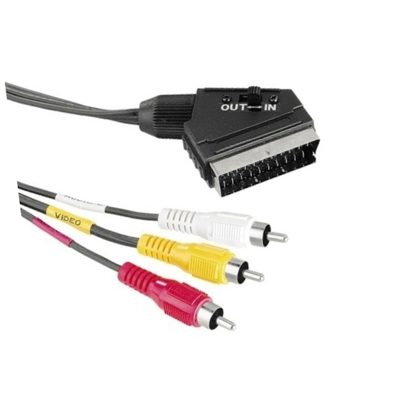 Кабель видео адаптер Premier 5-017, SCART-3RCA, штекер-штекер, вход-выход, кабель 1.5 метра изображение