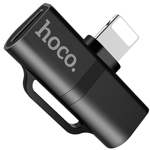 Адаптер аудио Hoco LS20 Black, для Lightning, черный изображение