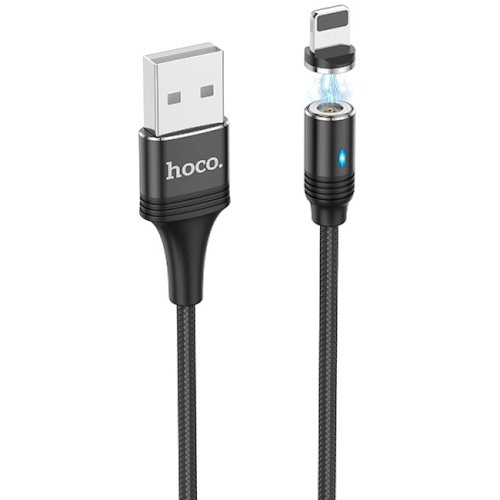 Кабель USB*2.0 Am-Lightning магнитный коннектор Hoco U76 2.4А Magnetic Black, черный, 1.2 метра изображение