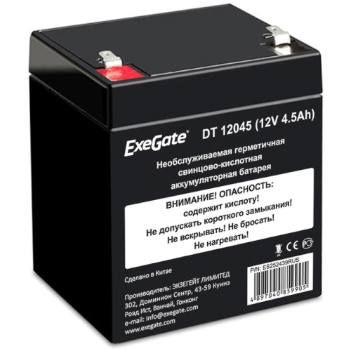 Аккумуляторная батарея Exegate EXS1245, клеммы F1, 4.5 А/ч, 12 В изображение