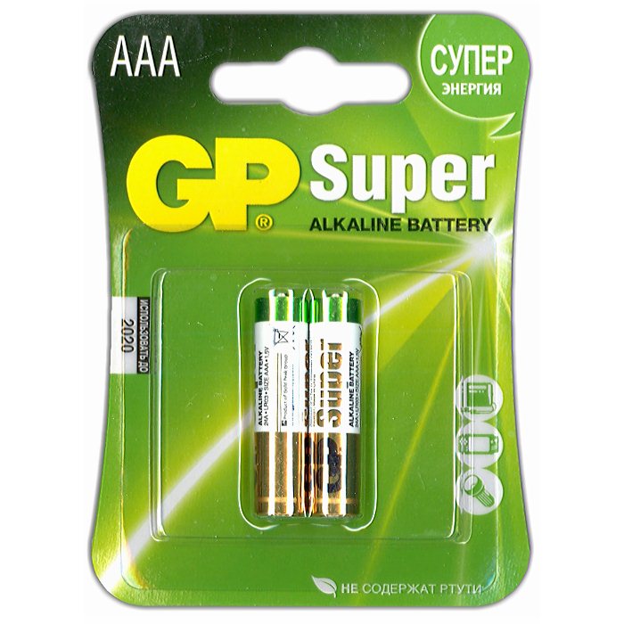 Батарейка AAA щелочная GP Super Alkaline LR03, в блистере,  2шт изображение