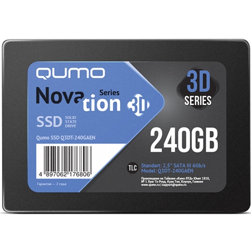 SSD накопитель Qumo Novation TLC 3D Q3DT-240GAEN, 240 Гб, SATA III изображение