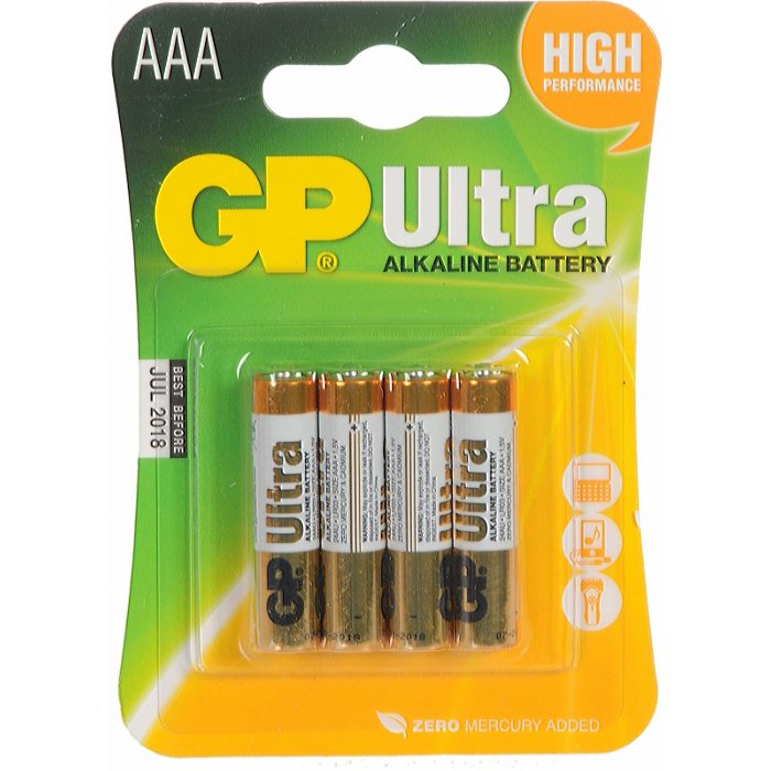 Батарейка AAA щелочная GP Ultra Alkaline LR03, в блистере, 4 шт. изображение