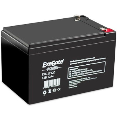 Аккумуляторная батарея Exegate EXG12120, клеммы F2, 12 А/ч, 12 В изображение