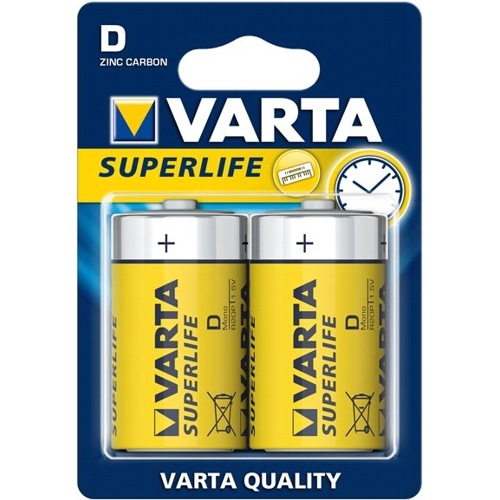 Батарейка D солевая Varta Superlife R20 (2020), в блистере, 2 шт. изображение