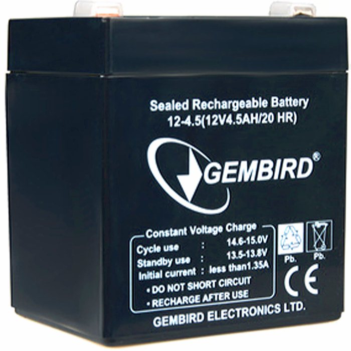 Аккумуляторная батарея Gembird BAT-12V4.5AH, 4.5 А/ч, 12 В изображение
