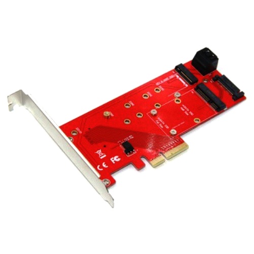 Переходник Orient C297E PCI-E 4x-NGFF M.2 M-key PCI-E SSD + SATA-NGFF (M.2) B-key SSD + SATA-mSATA S изображение