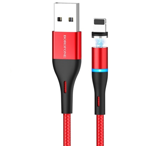 Кабель USB 2.0 Am-Lightning магнитный коннектор Borofone BU16 Skill Magnetic Red, красный, 1.2 метра изображение