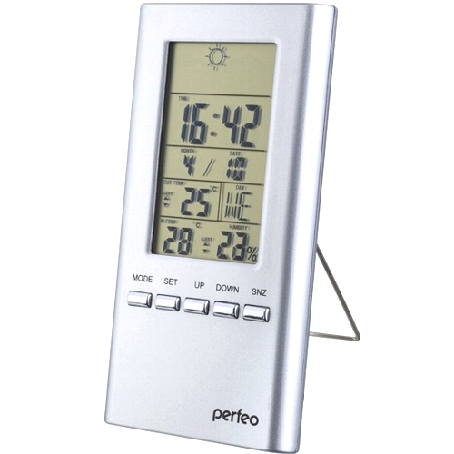 Электронные часы-метеостанция Perfeo Meteo PF-S3331F, серебр. изображение