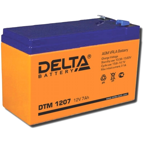 Аккумуляторная батарея Delta DTM 1207, клеммы F2, AGM, 7.0 А/ч, 12 В изображение