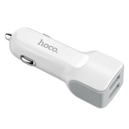 Автомобильный адаптер питания Hoco Z23 White, 2 USB-порта + microUSB, белый изображение
