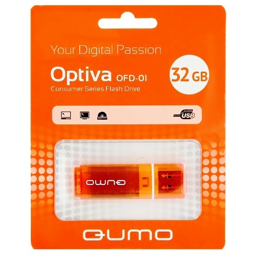 Флешка USB 2.0 Qumo Optiva, 32 Гб, оранжевая, (18079) изображение