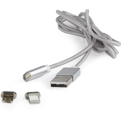 Кабель USB Am+магнитные коннекторы microBm+Lightning Cablexpert CC-USB2-AMLM3-1M, 1 метр изображение