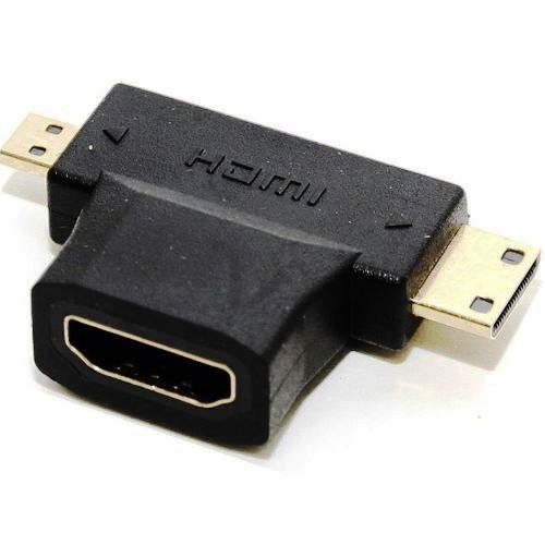 Видео адаптер HDMI на miniHDMI и microHDMI 5Bites HH1805FM-T, угловой переходник на кабель изображение