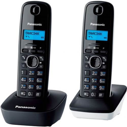 Стационарный телефон Panasonic KX-TG1612, черно-белый изображение