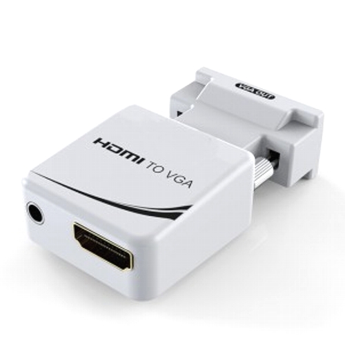 Адаптер HDMI на VGA 19M/15F + аудио 3.5 мм KS-is KS425, белый изображение
